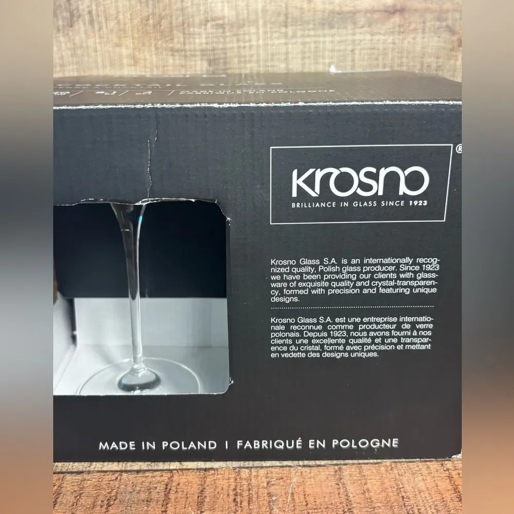 Cocktail Glasses Set of 4 Made in Poland by Krosno Brilliance In Glass 8.1 Oz